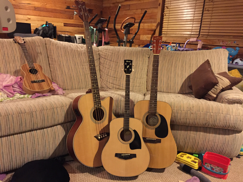 The tenor is in the middle, compared to my Dean acoustic bass and MrsZtp’s Sigma guitar.